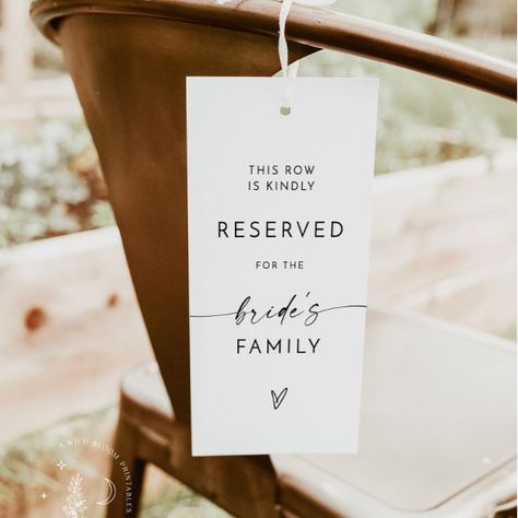 Modern Minimalist Wedding Reserved Sign Wedding Reserved Seat, Reserved Wedding Signs, Reserved Seating, Modern Minimalist Wedding, Reserved Signs, Paper Place, Tag Template, Wedding Place, Wedding Places