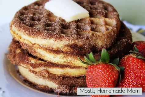 Mostly Homemade Mom: Churro Waffles #EggoWaffleOff Father's Day Breakfast Ideas, Churro Waffles, Eggo Waffles, Churros Recipe, Frozen Waffles, Homemade Waffles, Holiday Breakfast, What's For Breakfast, Waffle Recipes