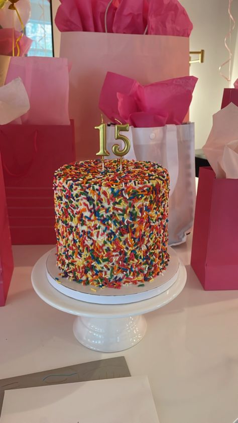 Sprinkle birthdga cake 15th birthday Birthday Cakes For 15th Birthday Girl, 15th Birthday Cake Ideas Girl, Cakes For 15th Birthday Girl, Girls 15th Birthday Cake, 15th Birthday Ideas Girl, Cuz When Youre 15 Cake, Birthday Cake For 14th Birthday Girl, 15 Yrs Old Birthday Cake, 15 Birthday Cakes