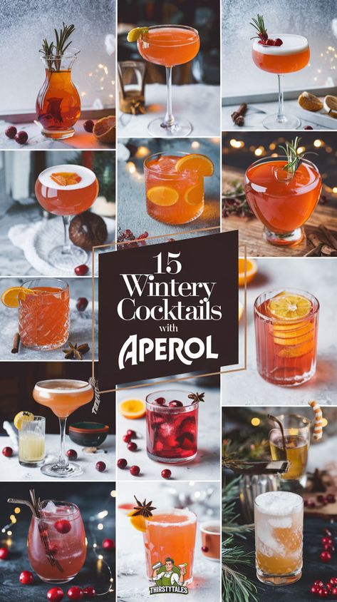 "Warm up your holidays with these 15 delightful winter cocktails featuring Aperol! Discover cozy recipes that elevate your festive gatherings, including the classic Aperol Spritz and innovative hot Aperol variations. Perfect for a Christmas cocktail party or a cocktail for a crowd, these winter Aperol spritz recipes will impress your guests. Don’t miss out on deep-fried turkey recipes that pair beautifully with your favorite spritz cocktail. Cheers to a season of warmth and celebration!" Aperol Spritz Recipe Cocktails, Aperol Holiday Cocktails, Christmas Aperol Cocktails, Apple Cider Aperol Spritz Recipes, Christmas Hugo Spritz, Aperol Vodka Cocktail, Cocktail With Aperol, Hot Aperol Spritz, Aperol Spritz Punch