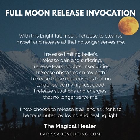 A quick full moon prayer or release meditation always does wonders! With this invocation, you can get started right away. Sit back, deep a couple of deep breathes and relax. Just relax and allow for your body to feel heavy, as you go deeper and deeper into relaxation.  Read the words of the invocation, read it out loud if you can. Feel the words, feel the affirmations and feel yourself letting it all go. Full Moon Release, Full Moon Spells, Full Moon Meditation, Full Moon Tonight, Moon Spells, Moon Quotes, New Moon Rituals, Moon Journal, Full Moon Ritual