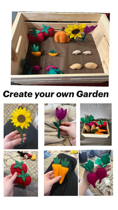 Felt garden play for kids Felt Plants, Felt Garden, Pretend Food, Diy Felt, Create Yourself, Create Your, For Kids, Create Your Own, Felt