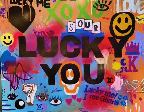 #acrylicpaint #abstract #sour #painting #luckyyou #designs Lucky You Painting, Queen Of The South, Graffiti Doodles, Draw Ideas, Pop Art Wallpaper, Lucky You, Art Wallpaper, Wall Painting, Pop Art