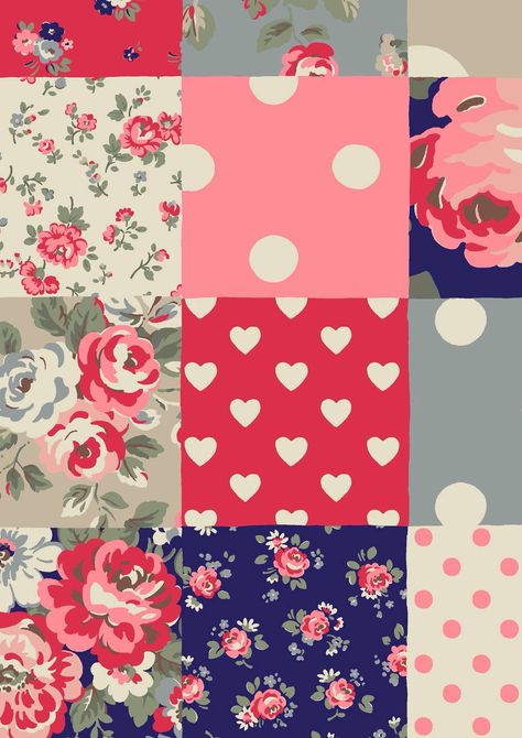 Cath kidston patch work material Wallpaper Iphone Inspiration, Vintage Wallpaper Iphone, Funky Florals, Iphone Inspiration, Cath Kidston Wallpaper, Craft Show Displays, Flower Pattern Design, Paper Rose, Wall Papers