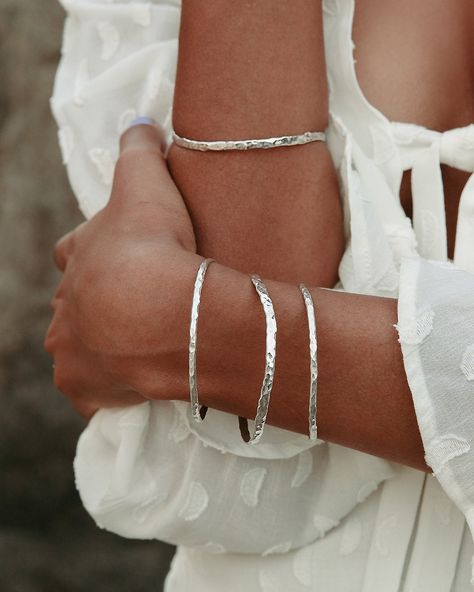 Sculpted Jewelry, Unique Bridal Jewelry, Hammered Bracelet, Hammered Bangles, Handmade Silver Jewellery, Jewelry Staples, Sterling Silver Bangle, Hammered Sterling Silver, Nature Inspired Jewelry