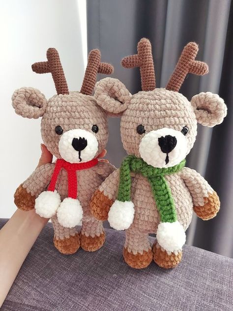 crochet deer in red scarf pattern, Christmas deer toy patern, Christmas decor, charm Christmas, Christmas gift for baby, gift for teachers free crochet toy patterns amigurumi teddy bears #freecrochettoypatternsamigurumiteddybears #crochet #crochettoy #crochetpattern #crochetpatterns 1.1466 Toys Quotes, Christmas Gift For Baby, Deer Toy, Teddy Bear Patterns Free, Bear Patterns Free, Crochet Deer, Crochet Lion, Crochet Cushion Cover, Linen Stitch