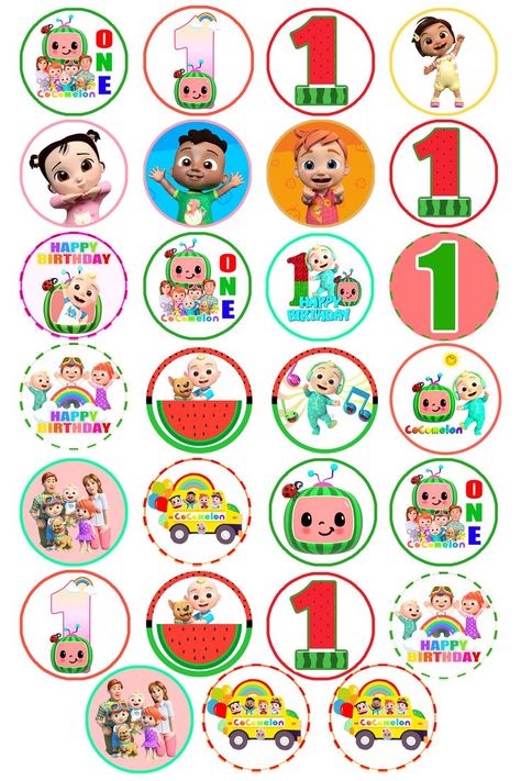 Cocomelon Cupcake Topper Printable, Cocomelon Cupcake Toppers, Festa Cocomelon, Baby Birthday Invitation Card, Cocomelon Cake, One Piece Birthdays, Cupcake Toppers Free, Character Cupcakes, Baby Birthday Party Theme