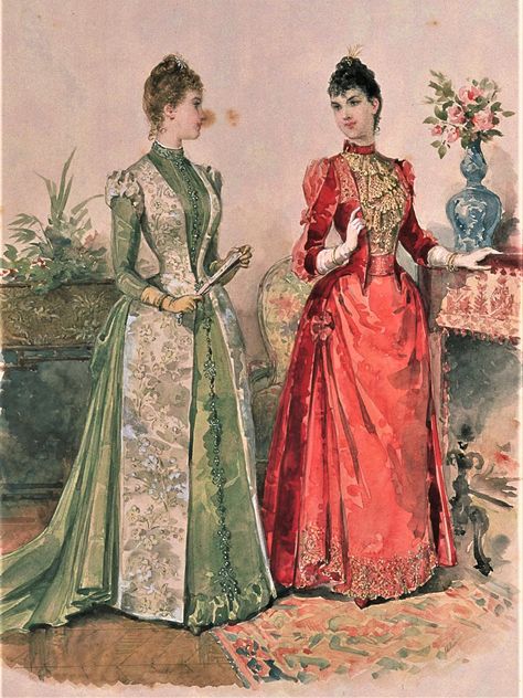 Late 1800s Fashion, 1800 Aesthetic, Victorian Fashion Plates, Gaun Abad Pertengahan, 1860s Fashion, 1870s Fashion, Ancient Dress, Victorian Era Fashion, 1880s Fashion