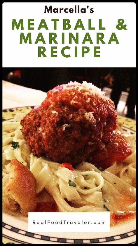 Marcella's Meatball and Marinara Sauce Recipe - Real Food Traveler Veal Meatballs, Marina Sauce, Meatball Marinara, Popular Desserts Recipes, Marinara Recipe, Marinara Sauce Recipe, Tasty Pasta, World Recipes, Marinara Sauce