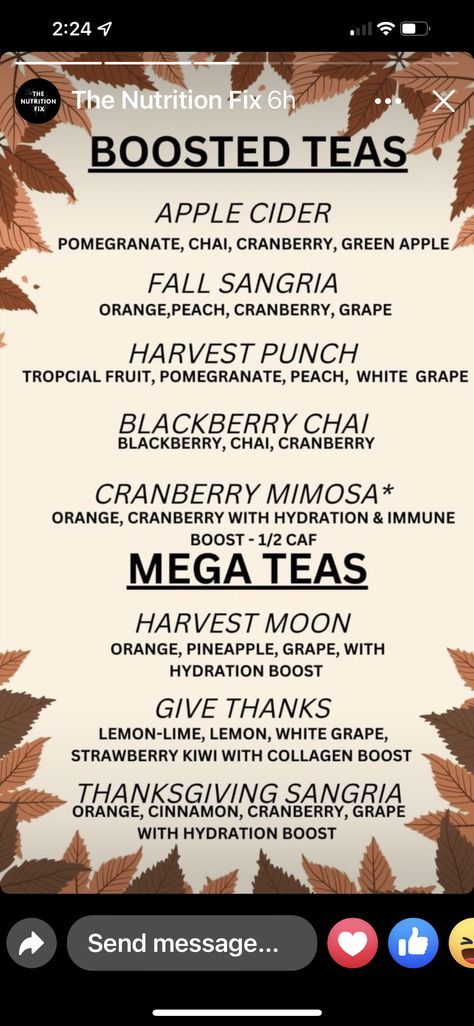 October Herbalife Teas, Herbalife Thanksgiving Tea, Herbalife Hot Tea Recipes Drinks, Herbalife Fall Shake Recipes, Fall Herbalife Tea Recipes, Loaded Water, Fall Teas, Herbalife Tea Recipes, Swig Drinks