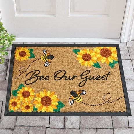 Bee Our Guest Floral Coco Skid-Resistant Door Mat | Collections Etc. Indoor Door Mat, Stair Mats, Artificial Plants Outdoor, Garden Solutions, Indoor Door, Indoor Doors, Indoor Door Mats, Collections Etc, Led Floor Lamp