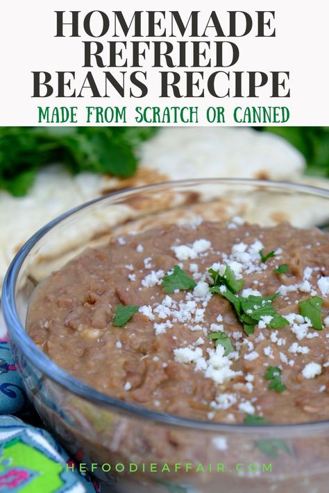 Refried Beans With Canned Pinto Beans, Refried Beans Recipe Canned Pinto Beans, Refried Beans From Canned Pinto Beans, Bean Seasoning Recipe, Restaurant Style Refried Beans, Refried Beans From Scratch, Refried Beans Recipe Easy, Bean Cheese Dip, Beans From Scratch