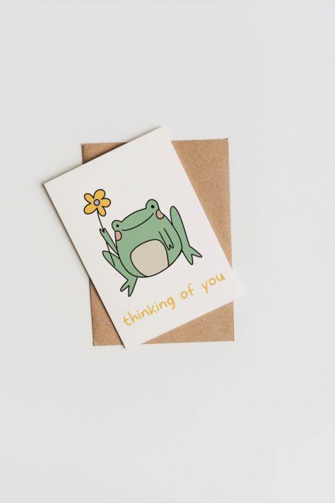 Frog Cards Handmade, Frog Gifts Ideas, Thinking Of You Card Ideas, Thinking Of You Cards Diy, Frog Birthday Cards, Thinking Of You Card, Frog Cards, Easy Birthday Cards Diy, Frog Card