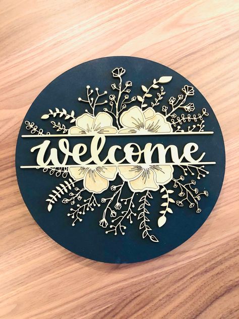 Laser Business, Home Therapy, Laser Cut Decor, Laser Cut Panels, Laser Cut Wood Crafts, Door Signs Diy, Signs Diy, Laser Engraved Ideas, Wooden Wreaths