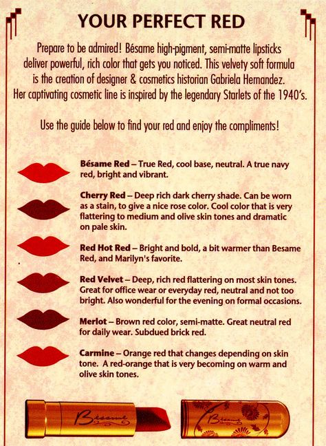 Picking the right shade of red lipstick. 50s Red Lipstick, Different Red Lipstick Shades, 1950s Red Lipstick, Vintage Lipstick Colors, How To Pick The Right Red Lipstick, Red Lip Classic Thing That You Like, Red Lipstick Aesthetic Vintage, 50s Lipstick, 1940s Lipstick