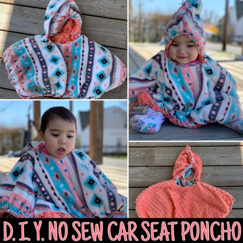 Diy Carseat Blanket, Fleece Carseat Poncho, Car Seat Poncho Diy No Sew, Car Seat Tie Blanket, Tie Blanket Car Seat Poncho, Hooded Car Seat Poncho Pattern, Infant Car Seat Poncho, Car Seat Poncho No Sew, Crochet Car Seat Poncho