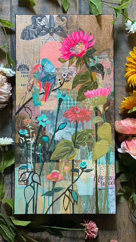 Cathy Nichols, Marigold Garden, Birds Chirping, Intuitive Artists, Collage Art Projects, Mixed Media Crafts, My Happiness, Happy Earth Day, Collage Art Mixed Media