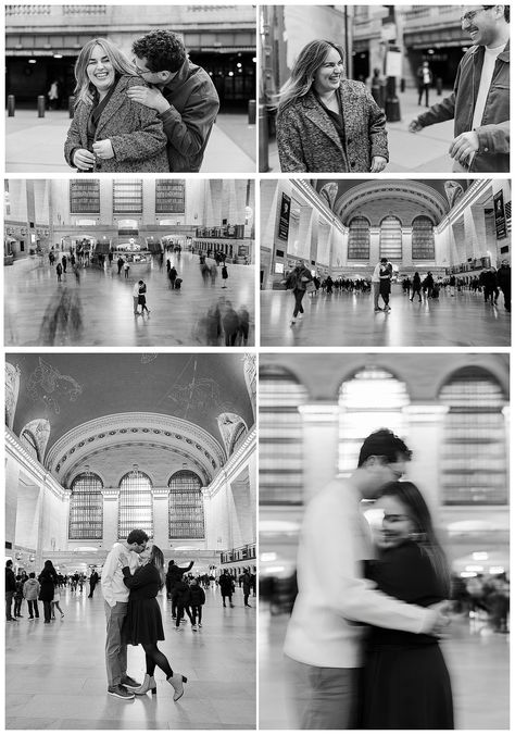 NYPL engagement photos and Grand Central engagement photo shoot images to inspire New York City couples for their pre-wedding sessions New York Couple, Brooklyn Wedding Photos, Aesthetic Engagement, Blurry Aesthetic, Winter Nyc, Mountain Engagement Session, Engagement Stories, Photo Shoot Location, Engagement Photo Shoot