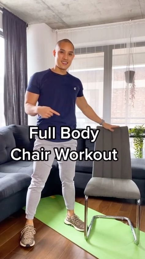 justinagustin on Instagram: Beginners only workout you can do on chair! Make sure to use a sturdy chair or couch. I placed my yoga mat underneath to keep it from… Workout In A Chair, Exercise From A Chair, Chair Gym Exercises, Exercise In A Chair, Exercises With Chair, Low Impact Chair Workout, Workout On Chair, Chair Exercises For Beginners, Exercise On Chair