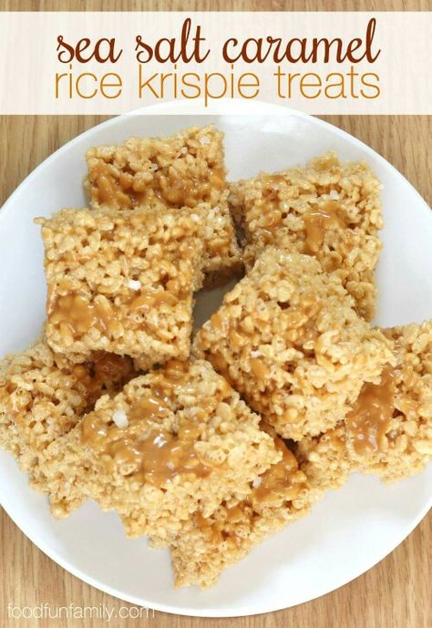 Sea salt carmel rice krispie treats Salted Caramel Rice Krispie Treats, Caramel Rice Krispie Treats, Rice Crispie, Krispie Treats Recipe, Rice Recipes For Dinner, Sea Salt Caramel, Rice Crispy Treats, Rice Krispie Treats, Crispy Treats