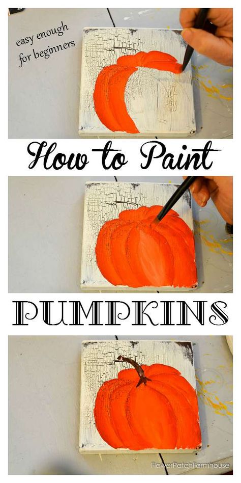 Learn How to Paint Orange Pumpkins, one stroke at a time. Easy and so much fun! Great for Fall decor, on fabric, to make signs or any type Fall craft. Let's get painting! FlowerPatchFarmhouse.com How To Paint Pumpkins, Paint Pumpkins, Dekor Diy, Fall Deco, Learn How To Paint, Fall Craft, Autumn Crafts, Fall Projects, Theme Halloween