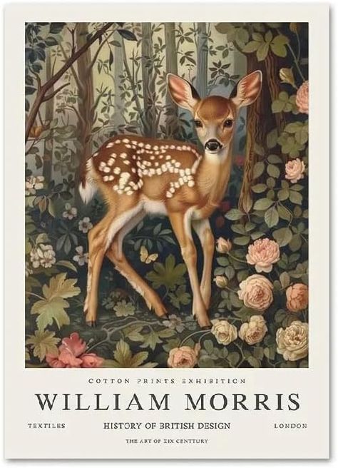 Famous William Morris Poster Vintage Wall Art《Little Sika Deer》Prints William Morris Canvas Painting Animal Picture For Home Decor 40x60cm Unframed : Amazon.ca: Home Art Nouveau Mucha, William Morris Poster, Deer Poster, Sika Deer, William Morris Art, Vintage Deer, Animal Posters, Painting Wallpaper, Poster Vintage