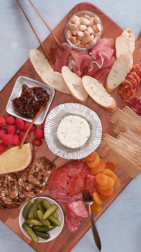 Charcuterie 101, Boursin Cheese Recipe, High Fiber Veggies, Calabrese Recipes, Hosting At Home, Cheese Trays, Boursin Cheese, Herb Cheese, Snack Board