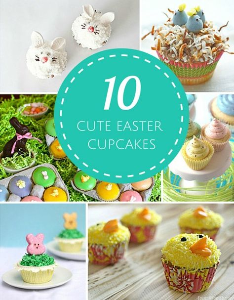 Round up of the cutest Easter cupcakes ever! Cute Easter Cupcakes, Easter Cupcake Recipes, Easter Cupcakes Easy, 7 Up Cake, Egg Cupcakes, Easter Bunny Cupcakes, Easter Cupcake, Easter Sweets, Bunny Cupcakes