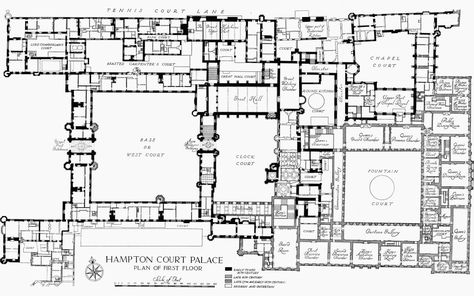 Plan 2: Hampton Court Palace First Floor | British History Online Buckingham Palace Floor Plan, Mansion Blueprints, Palace Floor Plan, Landing Wallpaper, Mansion Plans, Castle Floor Plan, Stately Homes, Hampton Court Palace, Tudor History