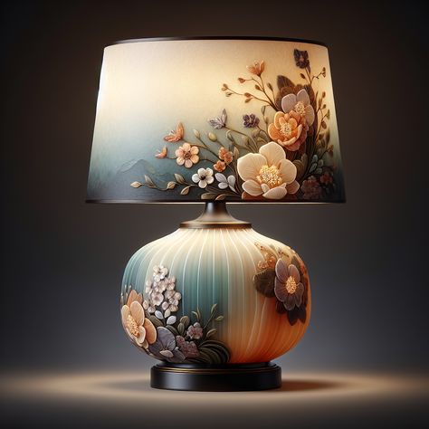 An elegant, AI-generated resin art lamp features intricate floral designs in calming pastel colors. With a sleek dark resin base, the lampshade oozes a warm, soothing glow, ideal for augmenting any room ambiance. 
#ArtLamp #ResinArt #PastelColors #IntricateDesigns #HomeDecor #AmbienceLighting Resin Lampshade, Resin Light Bulb, Resin Flower Lamp, Epoxy Resin Night Lamp, Stained Glass Lamp Shades Flower, Ambience Lighting, Pastel Designs, Art Lamp, Room Ambiance