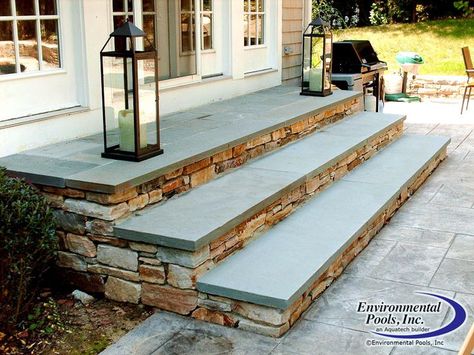 Bluestone Steppers, Patio Stairs, Front Porch Steps, Front Door Steps, Terrasse Design, Concrete Patios, Patio Steps, Stone Steps, Outdoor Steps