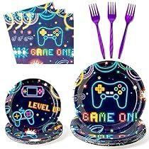 Retro Video Game Party, Game On Party, Video Game Party Theme, Neon Game, Video Game Party Decorations, Dark Cool, Video Games Birthday Party, Video Games Birthday, Video Game Party