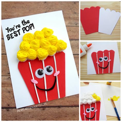 Homemade Fathers Day Card, Diy Father's Day Cards, Quotes Girlfriend, Kids Fathers Day Crafts, Circus Crafts, Diy Father's Day Crafts, Dad Crafts, Fathers Day Art, Pop Popcorn