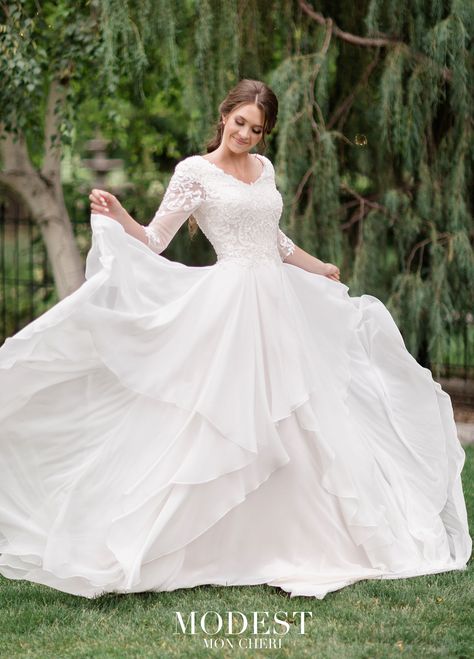 The Best Wedding Dress for Your Body Type Wedding Dresses Lds, Handkerchief Skirt, Modest Wedding Gowns, Western Wedding Dresses, Wedding Gowns Mermaid, Modest Wedding, Chapel Train, Mon Cheri, Wedding Dresses Plus Size