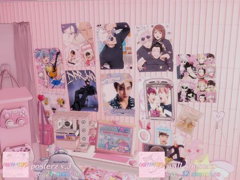 posterz and wall stickerz v.3 | burnitmyg Sims 4 Weeb Room Cc, Sims Cc Background Cas, Sims 4 Figures Cc, Sims 4 Kpop Poster Cc, Sims 4 Sanrio Furniture, Sims 4 Sanrio Cc Furniture, Sims 4 Cute Furniture, Sims 4 Cc Furniture Sanrio, Hello Kitty Loading Screen Sims 4