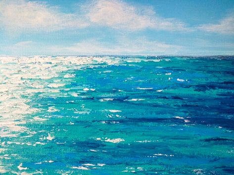 Abstract Acrylic Palette Knife Beach painting on Canvas on Behance Abstract Sea Scapes Paintings, Abstract Painting Pallet Knife, Abstract Painting Beach Ocean, Palette Knife Beach Painting, Impasto Beach Painting, Knife Painting, Palette Knife, Beach Painting, Abstract Acrylic