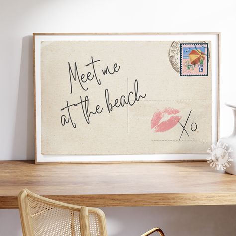 Meet Me at the Beach Coastal Wall Art Print, Vintage Post Card Digital Print, Coastal Cowgirl Decor, Coastal Granddaughter Aesthetic Print by FunkyMonkeyPrintable on Etsy Beachy Apartment, Coastal Cowgirl Decor, Meet Me At The Beach, Coastal Granddaughter Aesthetic, Granddaughter Aesthetic, Cowgirl Decor, Aesthetic Print, Coastal Granddaughter, Card Print