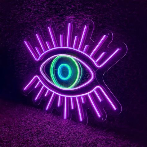 Anime Neon Sign, Light Up Art, Neon Bar Signs, Party Neon, Neon Wall Signs, Neon Signs Home, Eye Decor, Neon Sign Bedroom, Logo Wall