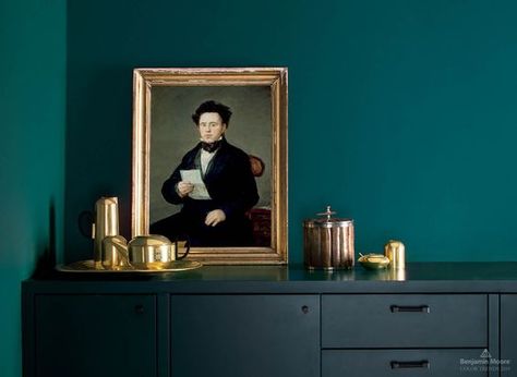 Benjamin Moore announces 2019 Color of the Year + 15-Color Palette — LFB COLOR Benjamin Moore Mallard Green, Rich Teal Paint Colors, Mallard Green Benjamin Moore, Benjamin Moore Dark Teal Paint Colors, Benjamin Moore Salamander Bedrooms, Carribean Teal Benjamin Moore, Deep Secret Benjamin Moore, Gothic Green Benjamin Moore, Dark Harbour Benjamin Moore