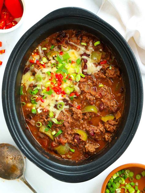 Minced Beef Recipes Slow Cooker, Chilli Con Carne Slow Cooker, Crockpot Chilli, Slow Cooker Chilli Con Carne, Vegan Chilli Recipe, Easy Chilli Con Carne, Slow Cooker Chilli, Dump Bags, Stewing Beef