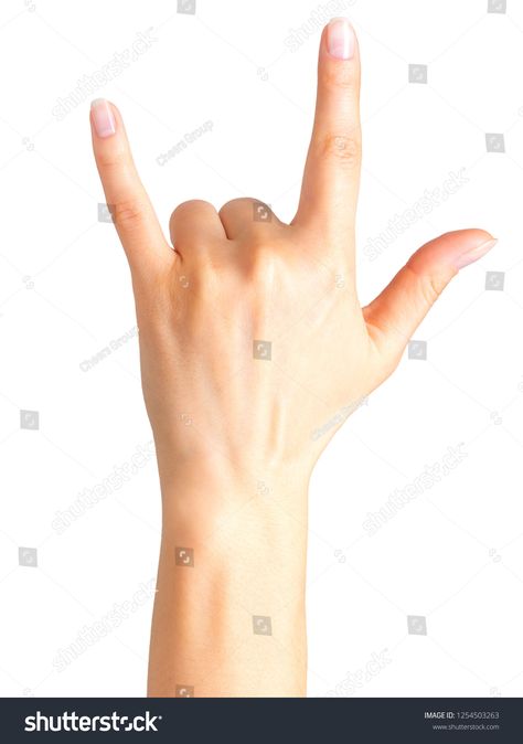 Female hand showing rock n roll sign or giving the devil horns gesture. Isolated with clipping path. rock#roll#sign#Female Rock And Roll Sign, Finger Pointing, Woman Hand, Devil Horns, Rock Hand, When Im Bored, Index Finger, Rock Roll, New Pictures