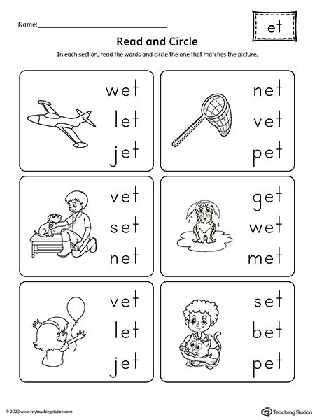 Et Word Family Worksheet, Et Word Family, Writing Cvc Words Worksheets, Word Endings, Word Family Reading, Articles Activities, Spelling Cvc Words, Writing Cvc Words, Words Worksheet