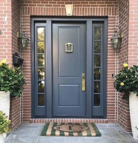 Brick House Front Door Colors, Entry Door Colors, Brick House Colors, Exterior Door Colors, Front Door Inspiration, Traditional Front Doors, Best Front Doors, Beautiful Front Doors, Front Door Paint Colors