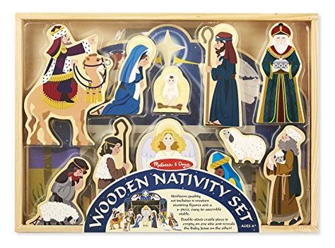 Melissa & Doug Nativity Set Melissa And Doug Toys, Wooden Nativity Set, Wooden Nativity Sets, Wooden Nativity, The Christmas Story, Christmas Nativity Set, Wooden Figures, Wooden Playset, Melissa And Doug