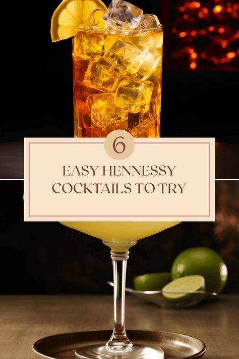 Satisfy your cocktail cravings with these 6 easy Hennessy cocktails. Create delightful drinks like the Hennessy Hustle, Hennessy Margarita, and Grand Hennessy right at home. Whether you prefer something more refreshing like the Henny Sunrise or a strong drink like the Hennessy Hurricane, these recipes are simple and quick. Perfect for gatherings or a cozy night in, these cocktails highlight the rich flavors of Hennessy to elevate your cocktail experience Pure White Hennessy Drinks Recipes, Easy Hennessy Cocktails, Hennessy Drinks Recipes Cocktails, Drinks With Hennessy, Henny Drinks Recipes, Hennessy Margarita Recipe, Hennessy Drinks Recipes, Hennessy Mixed Drinks, Henny Drinks