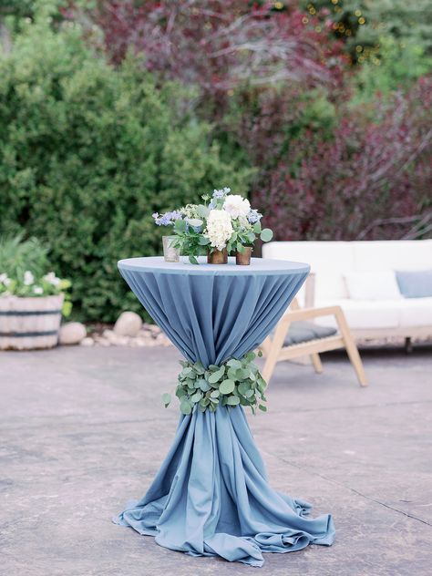 Dusty Blue Cocktail Table, Cocktail Table Greenery, Wedding Cocktail Table, Elephant Babyshower, Single Mingle, Cocktail Table Centerpieces, Table Greenery, Wedding Cocktail Tables, Cocktail Table Decor