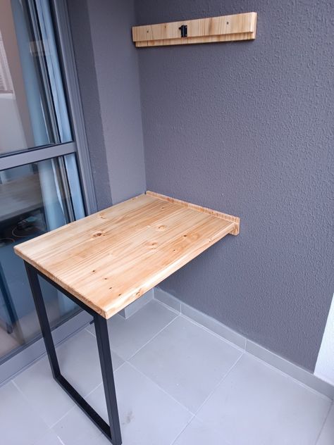 Pull Down Table From Wall, Hexagon Decor, Fold Out Table, Foldable Furniture, Wall Mounted Table, Contemporary Living Room Design, Small Apartment Design, Furniture Design Living Room, Wall Table