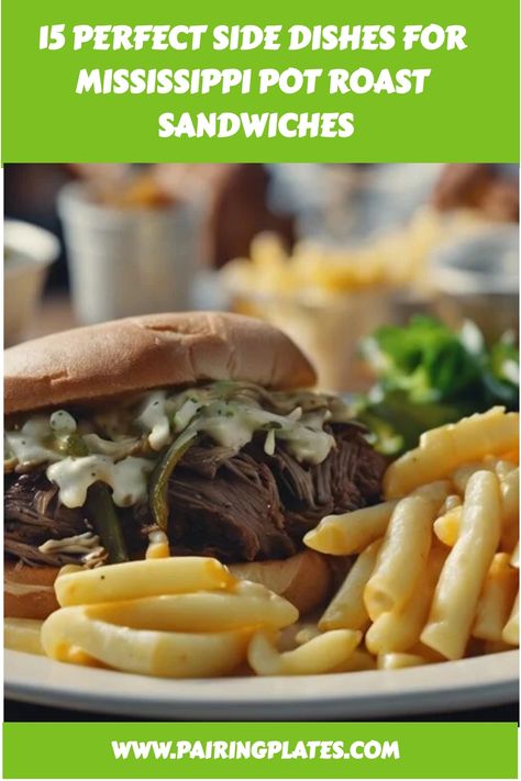 Elevate your Mississippi Pot Roast Sandwiches with these mouthwatering side dishes! 🤤🥪 #potroast #sandwiches #sidedishes Sides For Roast Beef Sandwiches, Roast Beef Sandwich Sides, Sides For Roast Beef, Pot Roast Stew, Deli Style Roast Beef, Pot Roast Gravy, Pot Roast Sandwiches, Roast Gravy, Mississippi Roast