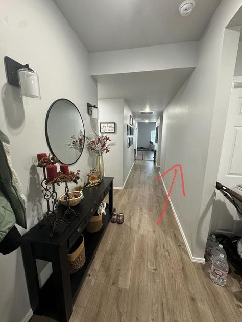 Just decorate tips!🏡🖼️ | I need an idea for this big empty wall in my long narrow hallway. | Facebook Long Entry Hallway, Wall Decor Hallway, Hallway Decor Ideas, Long Narrow Hallway, Long Hall, Entry Hallway, Narrow Hallway, Empty Wall, Hallway Decorating