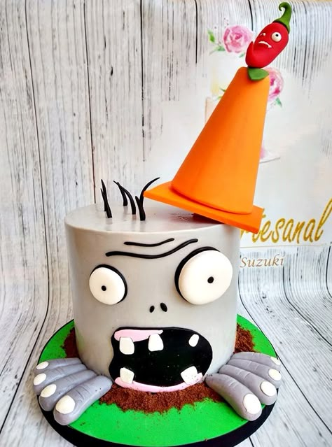 Zombie Cakes For Kids, Zombie Birthday Cakes, Plants Vs Zombies Cake, Plants Vs Zombies Birthday Party, Zombie Cake, Zombie Birthday Parties, Halloween Birthday Cakes, Zombie Birthday, Space Theme Party